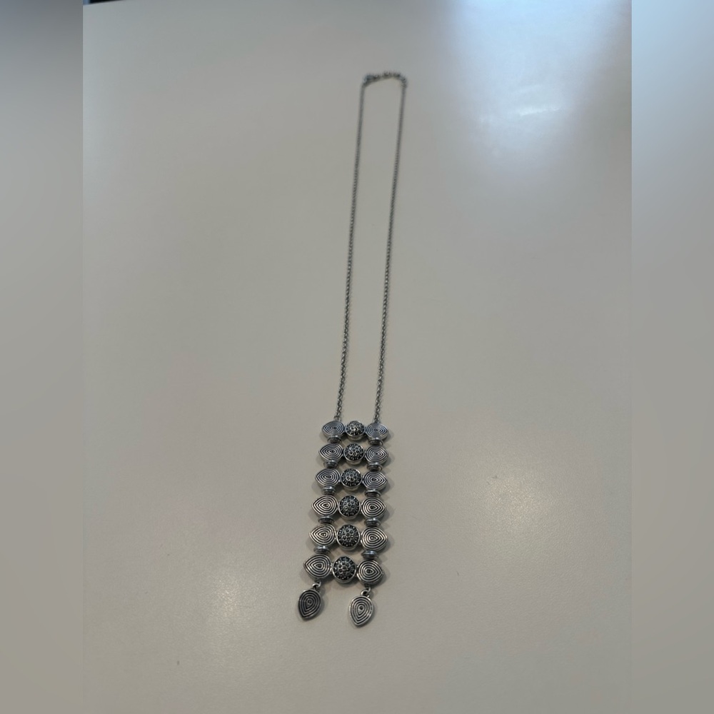 Lucky Brand Silver-Tone Spiral Drop Pendant Necklace